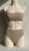 Taupe Bandeau Two-Piece Swimsuit